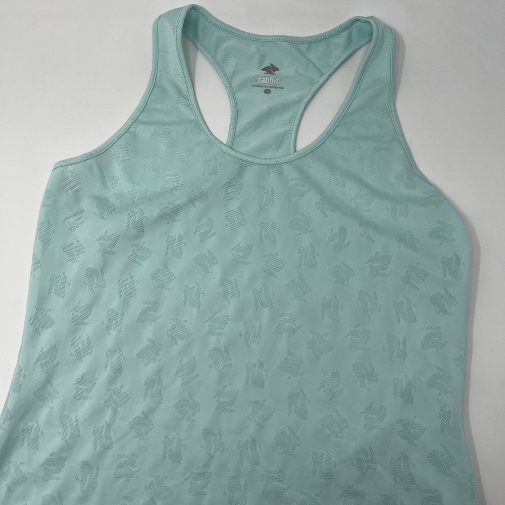 Rabbit Running Blue Perforated Bunny Racerback Tank Top Size Large